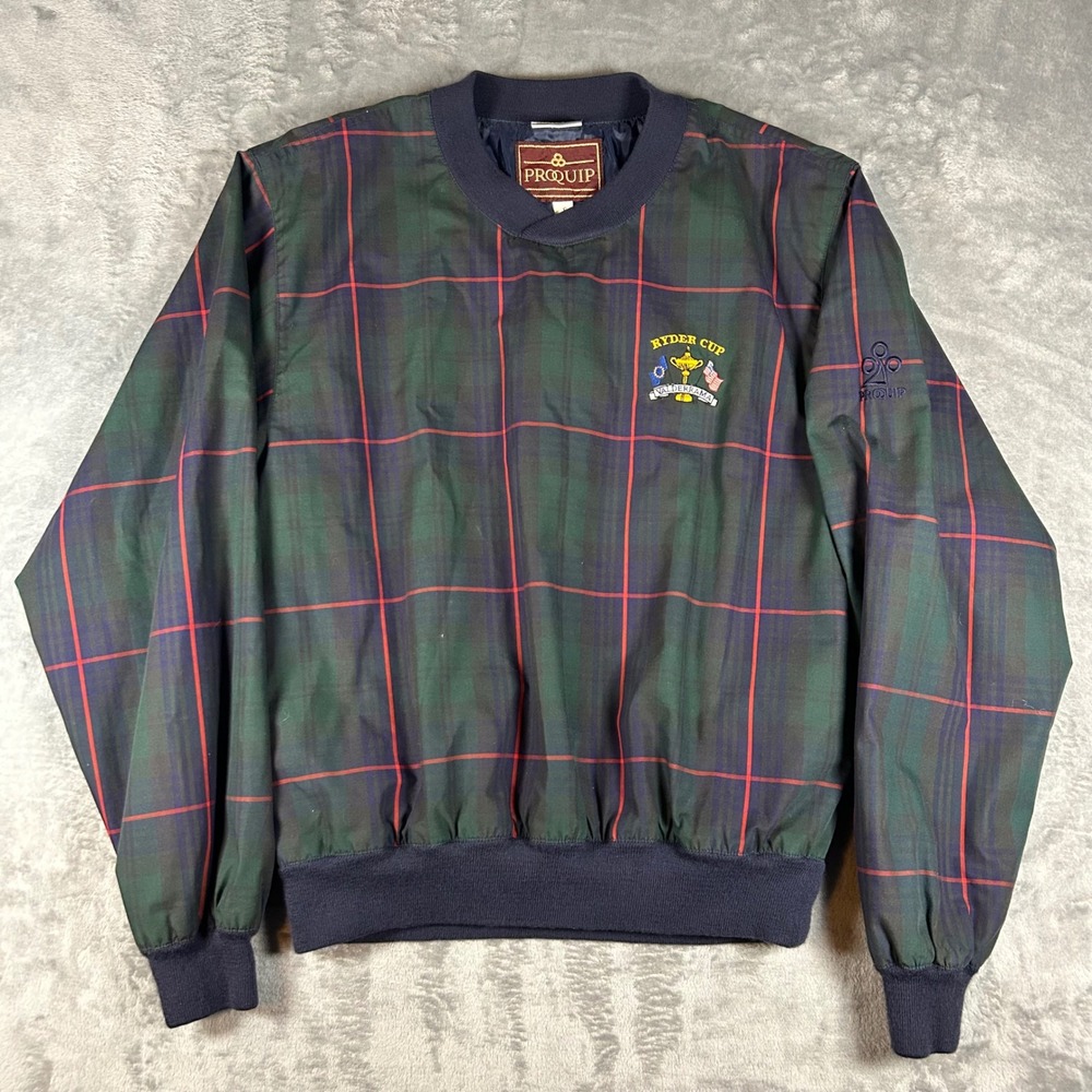 Vintage ProQuip Ryder Cup Valderrama Golf Windshirt Plaid Pullover Mens Small - Picture 1 of 4